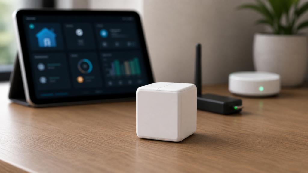 Aqara Magic Cube MFKZQ01LM on a smart home desk